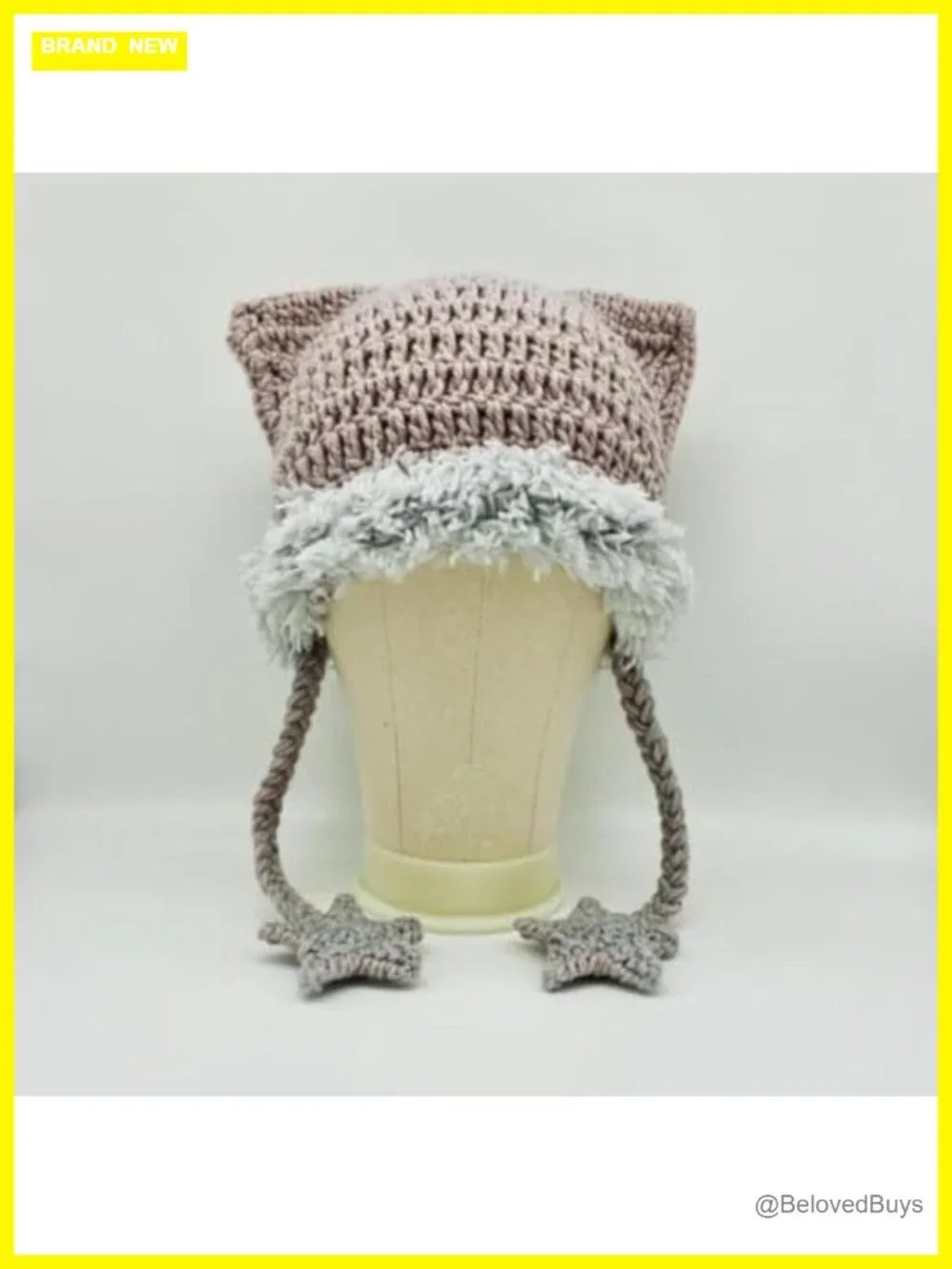 Cat Ear Knit Beanie Goth Grunge Y2K Winter Hat for Women